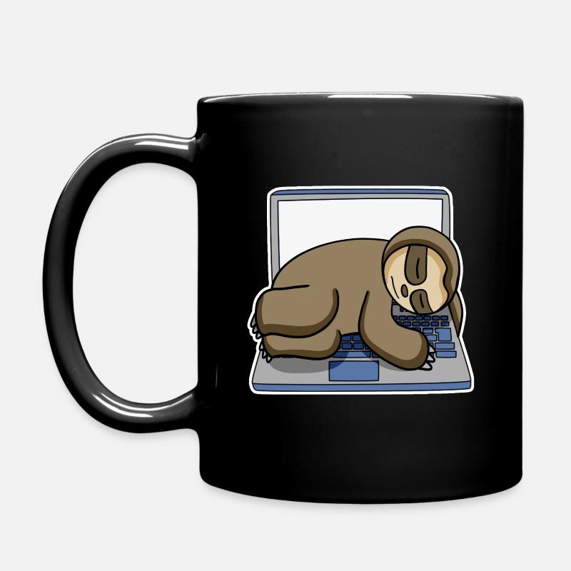 Faultier Büro lustig Entspannen - Tasse einfarbig - Schwarz