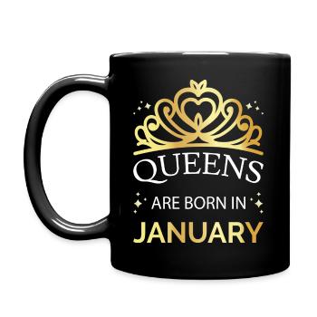 Queens Are Born In January I - Tasse einfarbig - Schwarz - Links