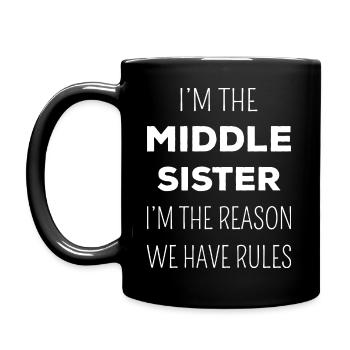 Passende Schwestern - Mittlere Schwester Regeln I - Tasse einfarbig - Schwarz - Links