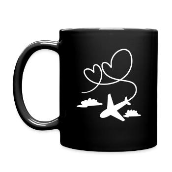 Avion avion avec coeur - Mug uni - noir - Gauche