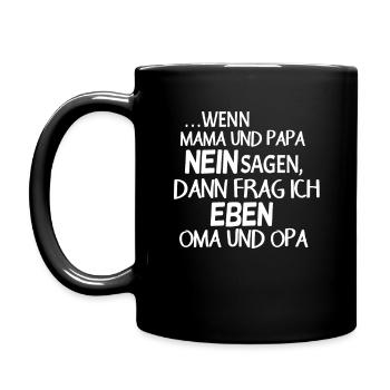Lustiger süßer Oma Opa Enkel Spruch - Tasse einfarbig - Schwarz - Links