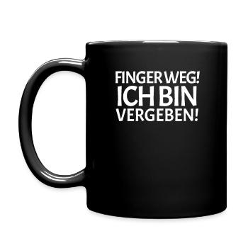 Finger weg ich bin vergeben - Tasse einfarbig - Schwarz - Links