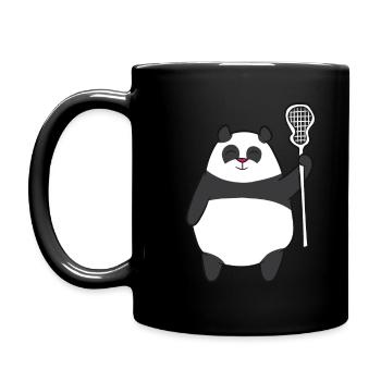 Lacrosse - Panda bear with lacrosse racket - Full Colour Mug - black - Left