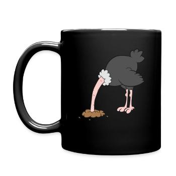Vogelstrauß - Kopf in den Sand stecken - Tasse einfarbig - Schwarz - Links