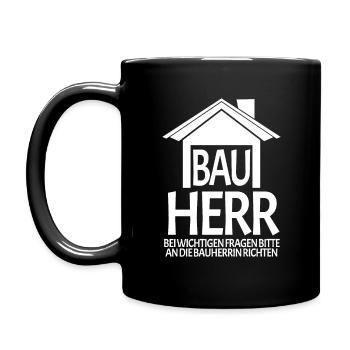 Bauherr Hausbau Baustelle - Tasse einfarbig - Schwarz - Links