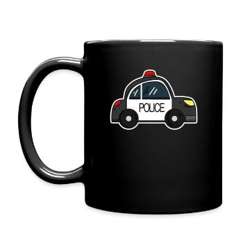 Polizeiwagen - Tasse einfarbig - Schwarz - Links