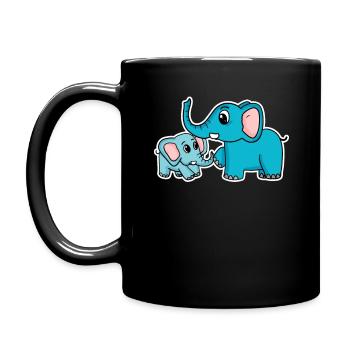 Éléphant avec enfant - Éléphant avec bébé - Mug uni - noir - Gauche