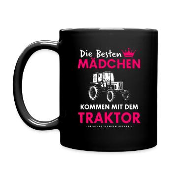 DIE BESTEN MÄDCHEN KOMMEN MIT DEM TRAKTOR GESCHENK - Tasse einfarbig - Schwarz - Links