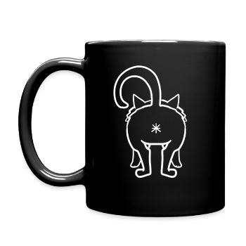 Cat from behind - Full Colour Mug - black - Left