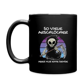 So Viele Arschlöcher Aber Nur Eine Sense - Tasse einfarbig - Schwarz - Links