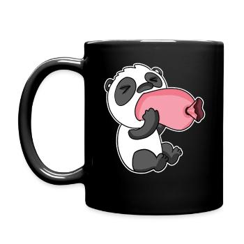 Panda with sausage - Full Colour Mug - black - Left