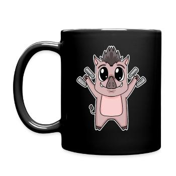 Wildschwein Fitness Motivation Geschenk - Tasse einfarbig - Schwarz - Links