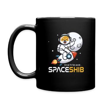 SPACESHIB SHIB COIN CRYPTO CRYPTOCURRENCY SHIBA INU - Full Colour Mug - black - Left