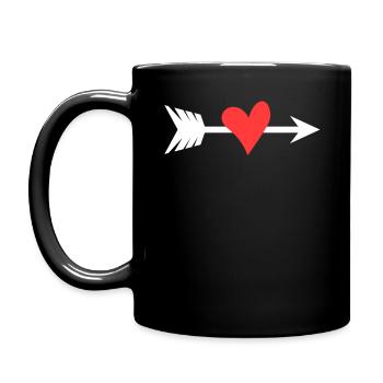 Herz Pfeil - Tasse einfarbig - Schwarz - Links