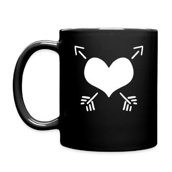 Pfeil und Herz - Herz und Pfeil - Tasse einfarbig - Schwarz - Links