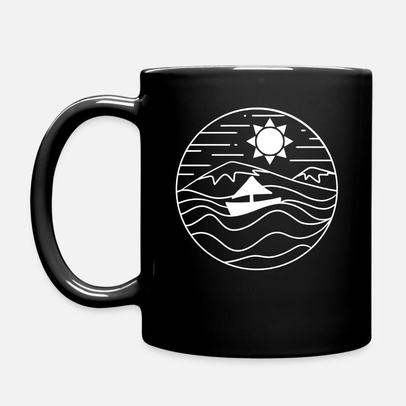 Wanderer Wandern Berg Berge Meer Boot - Tasse einfarbig - Schwarz