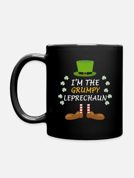 Grumpy St Patrick's Day Ireland Oufit Gift - Full Colour Mug - black