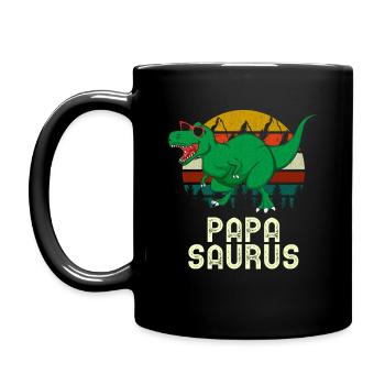 Papa Saurus Rex Papa Dinosaur Papasaurus - Full Colour Mug - black - Left