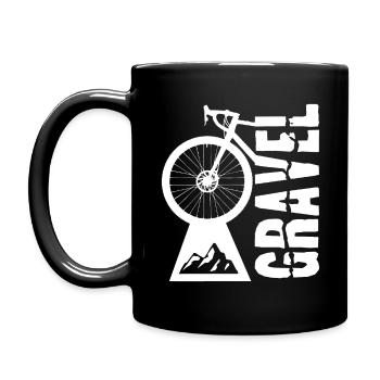 Design de vélo de gravier avec motif de roue et de montagne - Mug uni - noir - Gauche