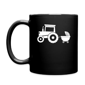 Tractor with baby cart - Full Colour Mug - black - Left