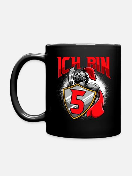 5. Geburtstag Junge 5 Jahre alt Ritter - Tasse einfarbig - Schwarz