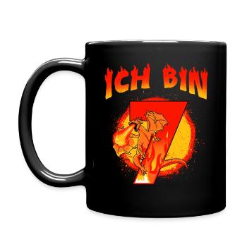 7 Geburtstag Junge 7 Jahre alt Drache - Tasse einfarbig - Schwarz - Links
