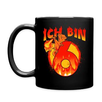 6. Geburtstag Junge 6 Jahre alt Drache - Tasse einfarbig - Schwarz - Links