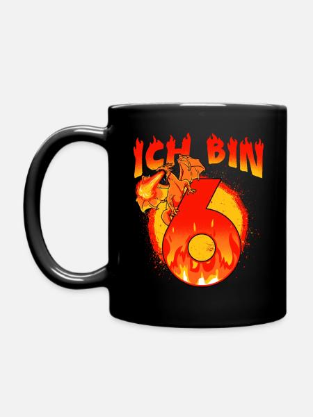 6. Geburtstag Junge 6 Jahre alt Drache - Tasse einfarbig - Schwarz