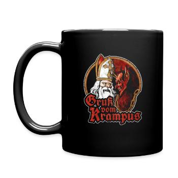 GRUß VOM KRAMPUS NIKOLAUS WEIHNACHTEN KRAMPUSTAG - Tasse einfarbig - Schwarz - Links
