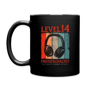 LEVEL 14 FREIGESCHALTET 14. GEBURTSTAG GAMER - Tasse einfarbig - Schwarz - Links