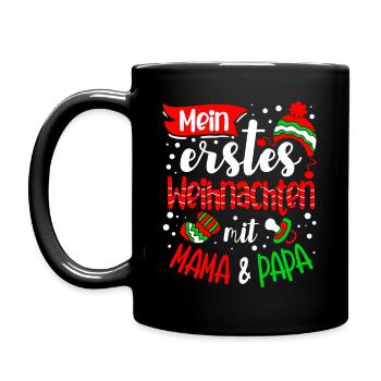 Baby Erstes Weihnachten Mit Mama & Papa Tochter - Tasse einfarbig - Schwarz - Links
