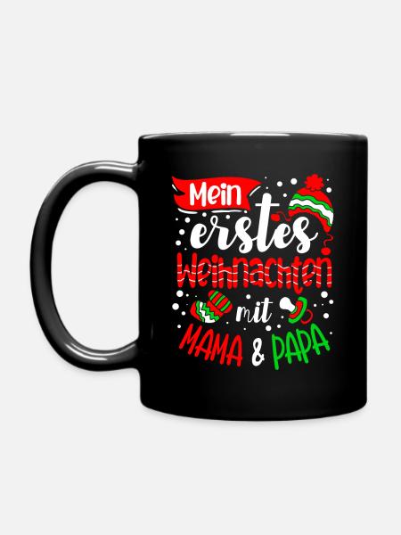 Baby Erstes Weihnachten Mit Mama & Papa Tochter - Tasse einfarbig - Schwarz