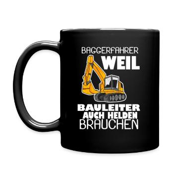 Bagger Baggerfahrer Spruch - Tasse einfarbig - Schwarz - Links