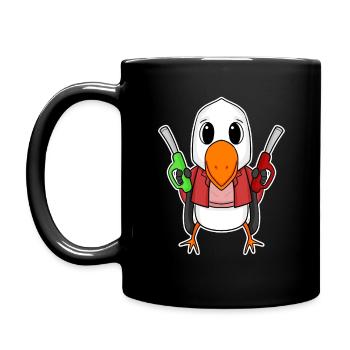 Tankwart Möwe Tankstelle - Tasse einfarbig - Schwarz - Links