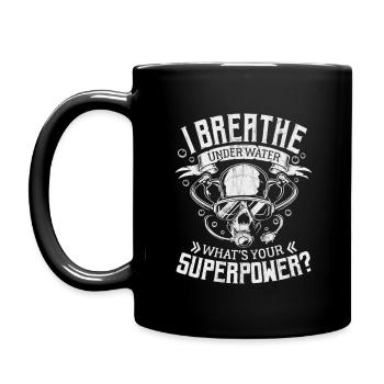 I UNDER WATER SUPERPOWER DIVER GIFT - Full Colour Mug - black - Left