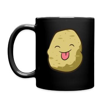 Kartoffel - streckt Zunge raus - Tasse einfarbig - Schwarz - Links