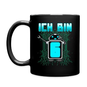 Sechster Geburtstag Junge 6 Jahre alt - Tasse einfarbig - Schwarz - Links