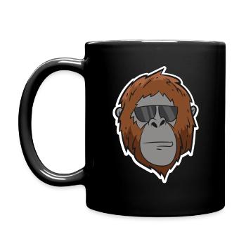 Orangutan - head with sunglasses - Full Colour Mug - black - Left