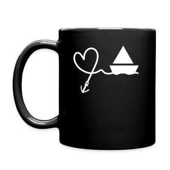 Heart Anchor Boat - Full Colour Mug - black - Left