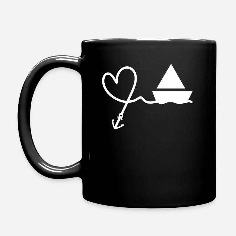 Herz Anker Boot - Tasse einfarbig - Schwarz