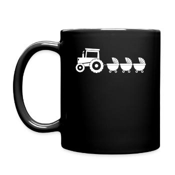 Tractor with baby cart - triplets - Full Colour Mug - black - Left