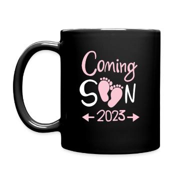 Schwangerschaft 2023 - Schwanger - Tasse einfarbig - Schwarz - Links