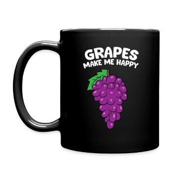 Weintraube - Grapes make me happy - Tasse einfarbig - Schwarz - Links
