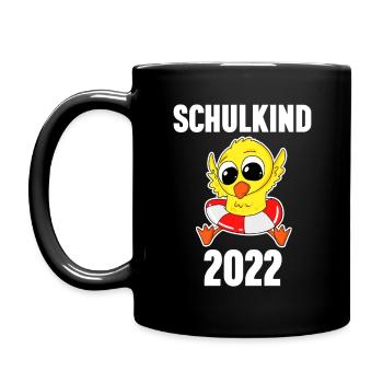 Schulkind 2022 Einschulung Ente - Tasse einfarbig - Schwarz - Links