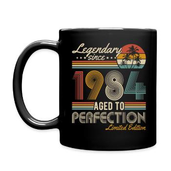1984 Vintage Jahrgang Geburtstag Retro Geschenk - Tasse einfarbig - Schwarz - Links