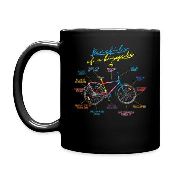 Benefits of a bicycle - Vorteile des Fahrrads - Tasse einfarbig - Schwarz - Links