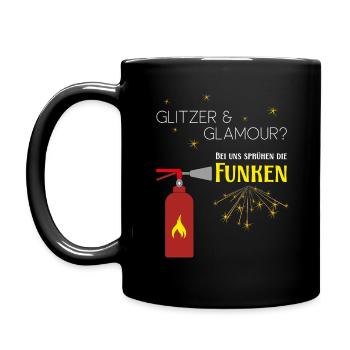 Feuerwehrfrauen | Bei uns sprühen die Funken - Tasse einfarbig - Schwarz - Links