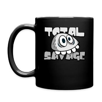 Total wild Comic Stein mit Zähnen - Tasse einfarbig - Schwarz - Links