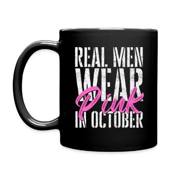 Real men wear pink in October - Full Colour Mug - black - Left