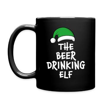 Der Bier trinkende Elf - Tasse einfarbig - Schwarz - Links